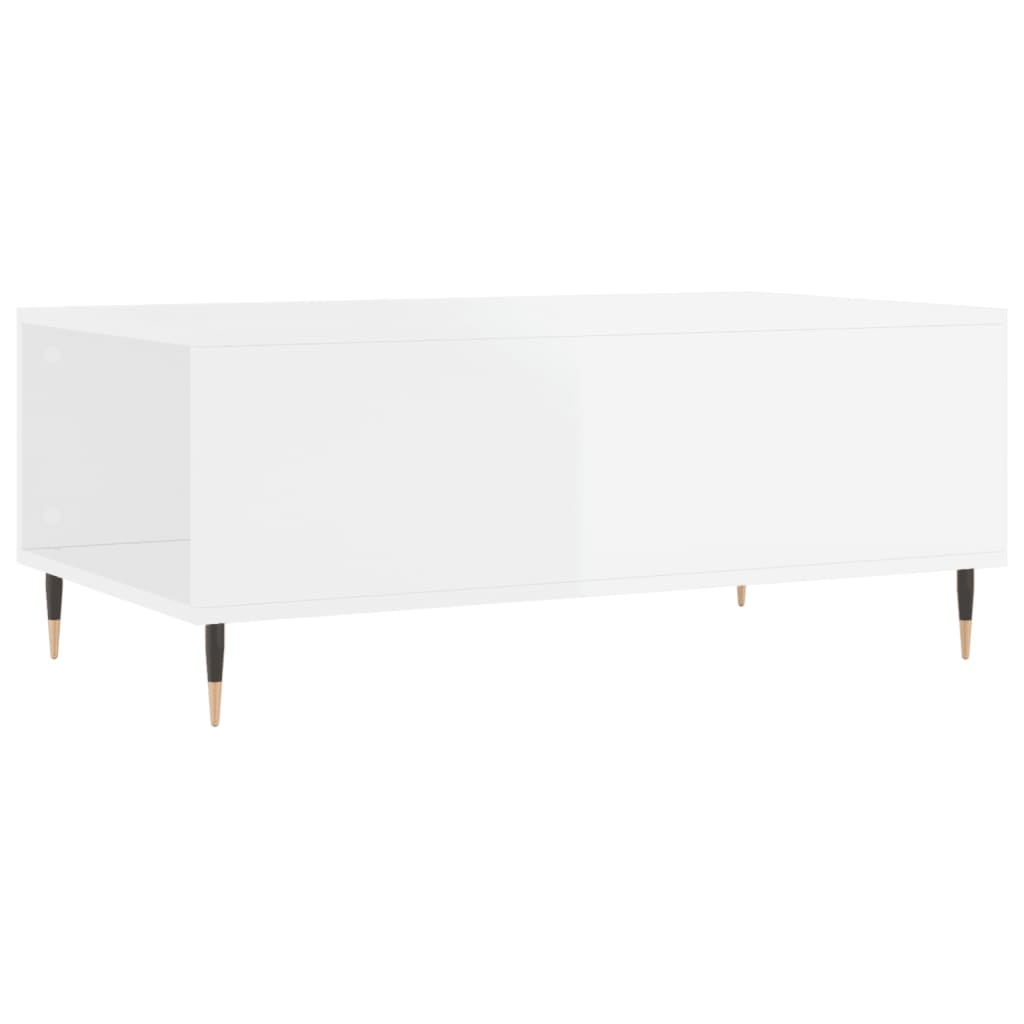 Tavolino Salotto Bianco Lucido 90x50x36,5 cm Legno Multistrato - homemem39