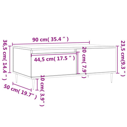 Tavolino Salotto Rovere Sonoma 90x50x36,5 cm Legno Multistrato - homemem39