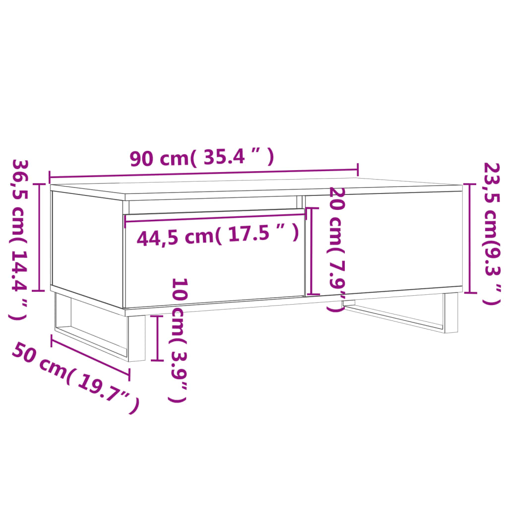 Tavolino da Salotto Rovere Fumo 90x50x36,5 cm Legno Multistrato - homemem39