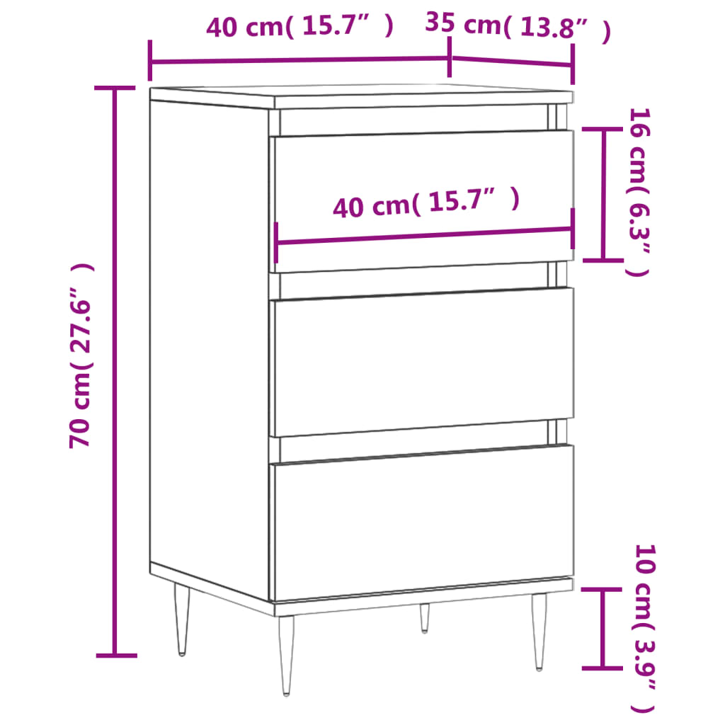 Credenza Nera 40x35x70 cm in Legno Multistrato - homemem39