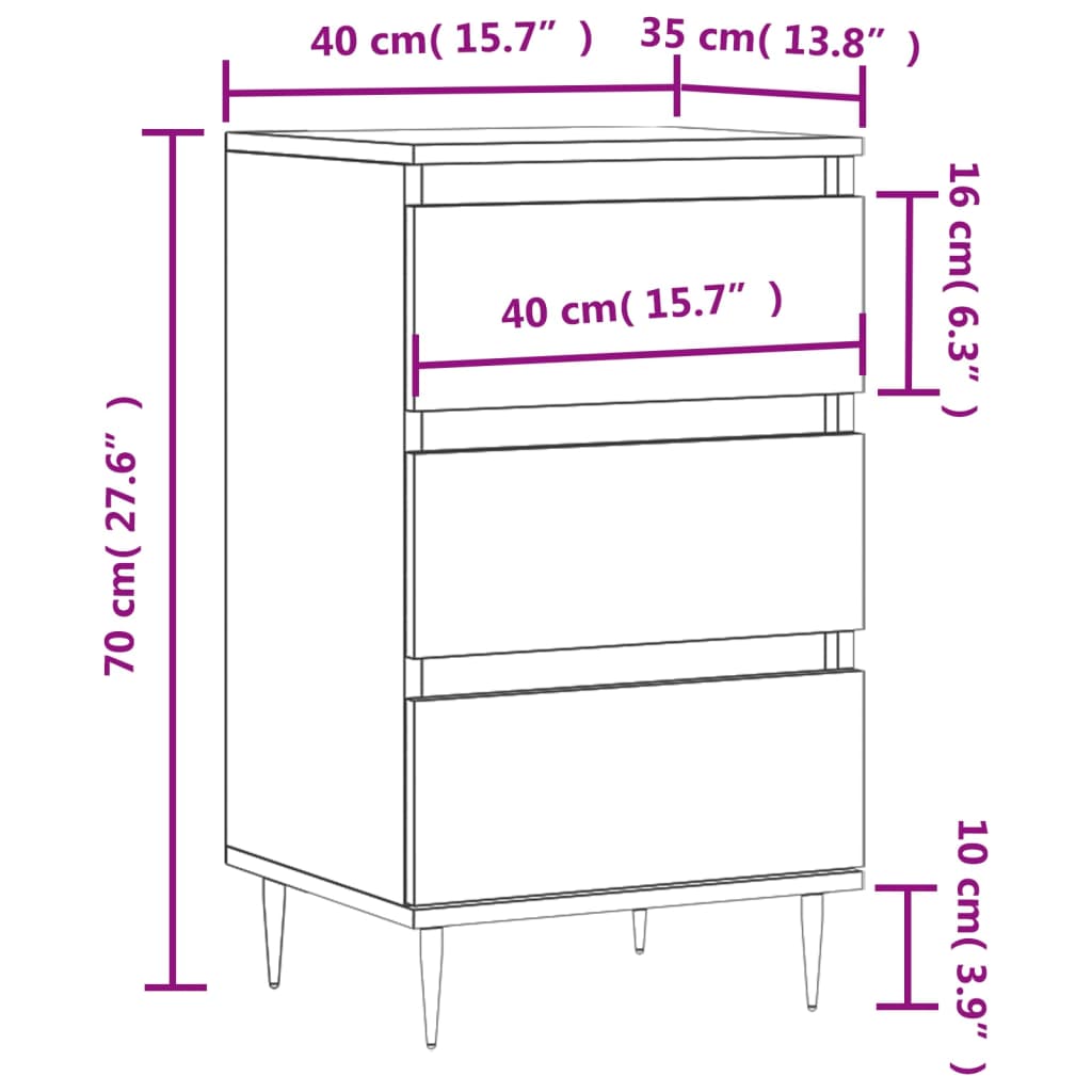 Credenza Bianco Lucido 40x35x70 cm in Legno Multistrato - homemem39