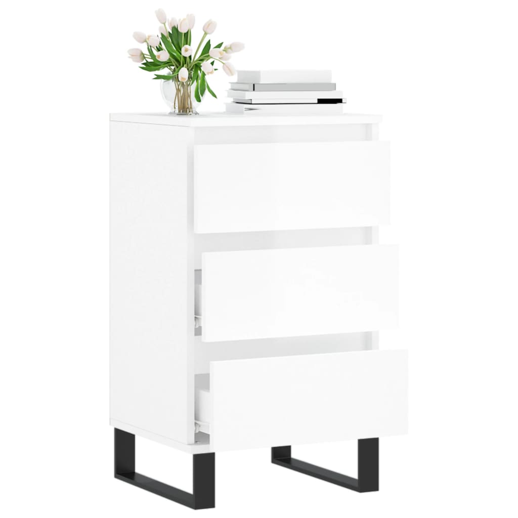 Credenza Bianco Lucido 40x35x70 cm in Legno Multistrato - homemem39