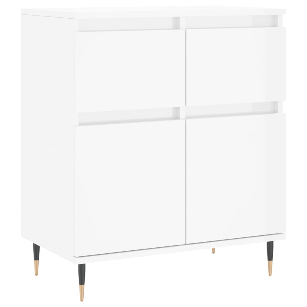 Credenza Bianco Lucido 60x35x70 cm in Legno Multistrato - homemem39