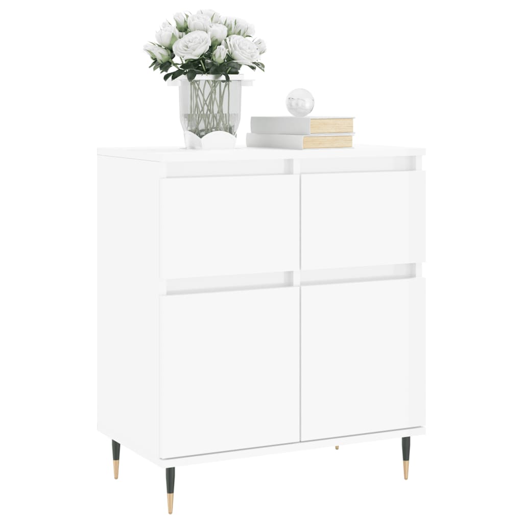 Credenza Bianco Lucido 60x35x70 cm in Legno Multistrato - homemem39