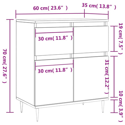 Credenza Bianco Lucido 60x35x70 cm in Legno Multistrato - homemem39