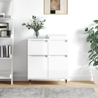 Credenza Bianco Lucido 60x35x70 cm in Legno Multistrato - homemem39