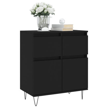 Credenza Nero 60x35x70 cm in Legno Multistrato - homemem39