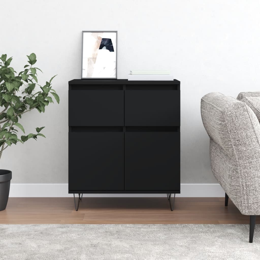 Credenza Nero 60x35x70 cm in Legno Multistrato - homemem39