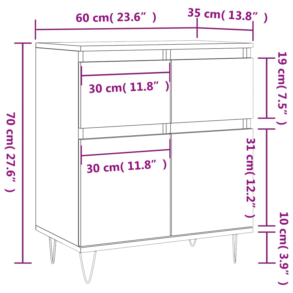 Credenza Rovere Sonoma 60x35x70 cm in Legno Multistrato - homemem39