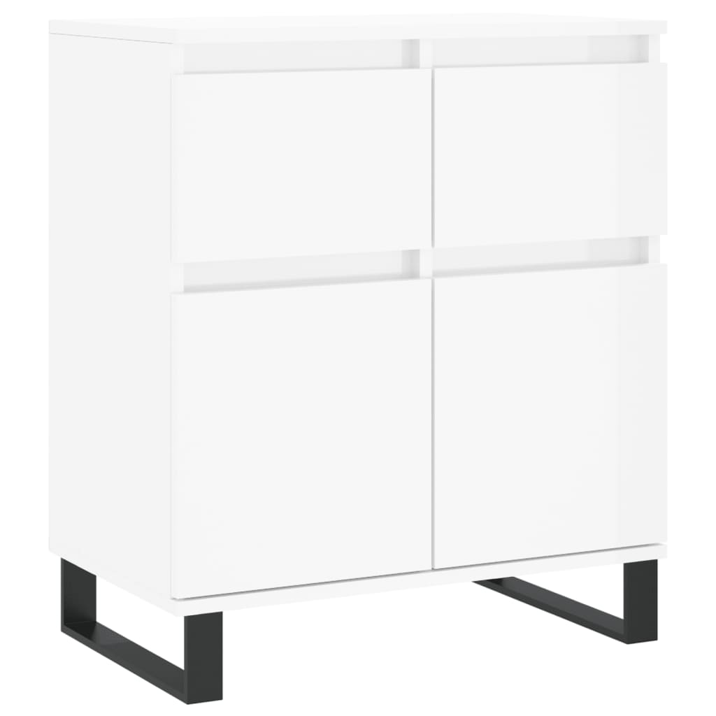 Credenza Bianco Lucido 60x35x70 cm in Legno Multistrato - homemem39