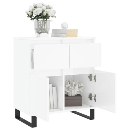 Credenza Bianco Lucido 60x35x70 cm in Legno Multistrato - homemem39