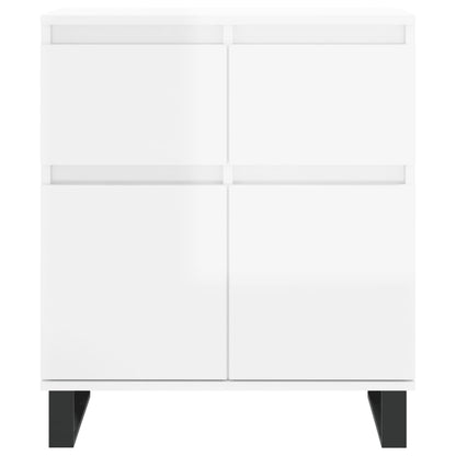 Credenza Bianco Lucido 60x35x70 cm in Legno Multistrato - homemem39