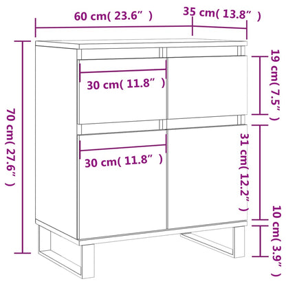 Credenza Bianco Lucido 60x35x70 cm in Legno Multistrato - homemem39