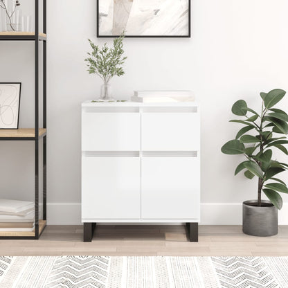 Credenza Bianco Lucido 60x35x70 cm in Legno Multistrato - homemem39