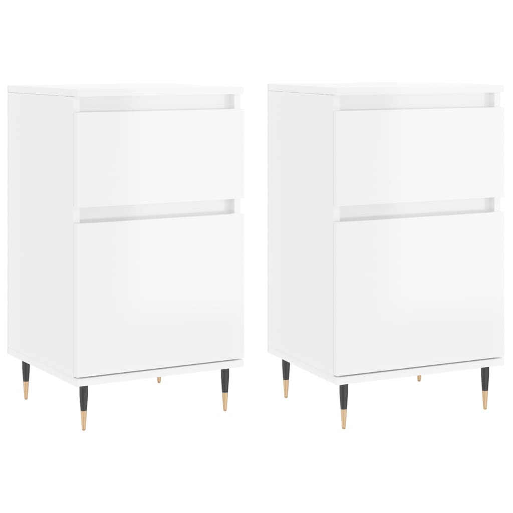 Credenze 2 pz Bianco Lucido 40x35x70 cm in Legno Multistrato - homemem39