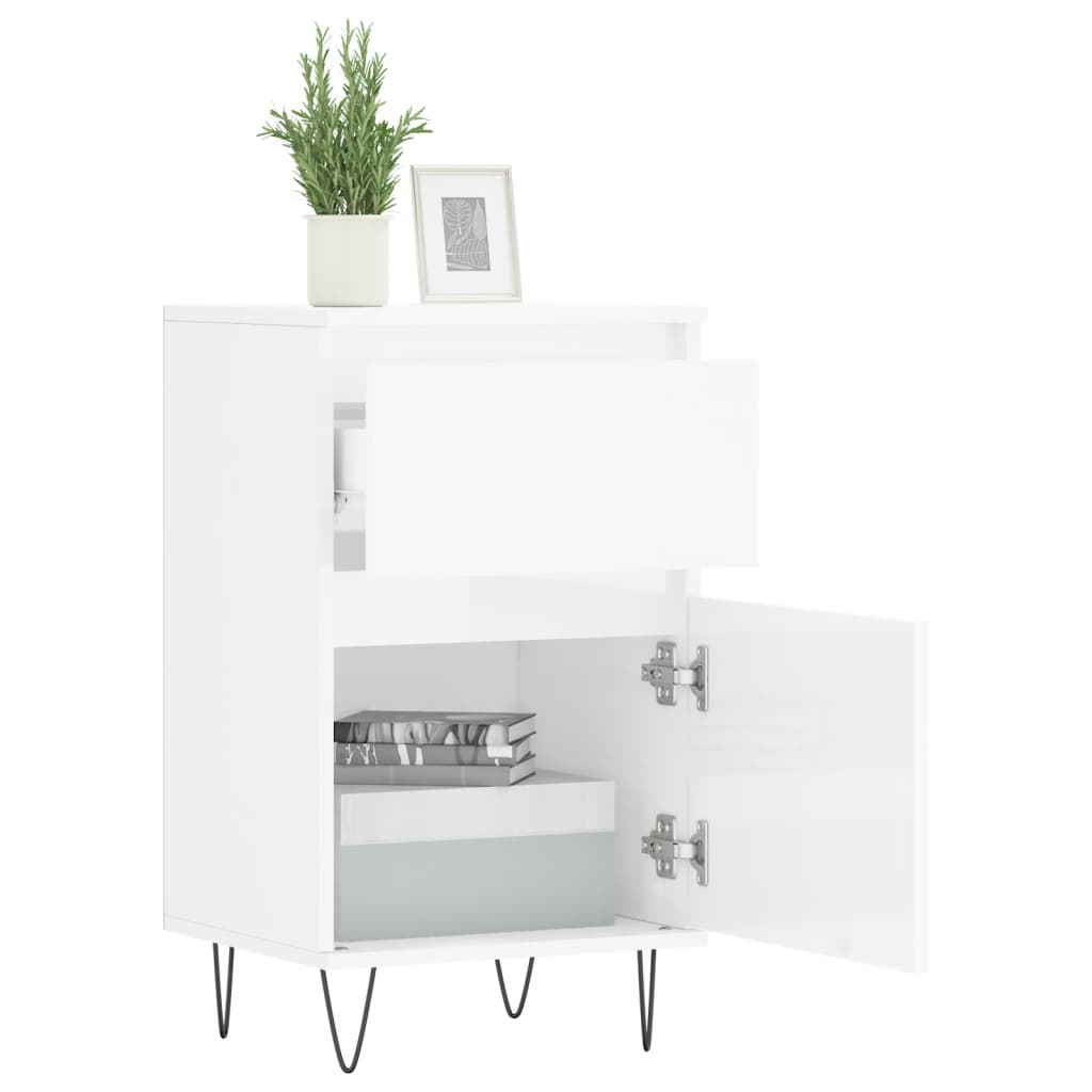 Credenza Bianco Lucido 40x35x70 cm in Legno Multistrato - homemem39