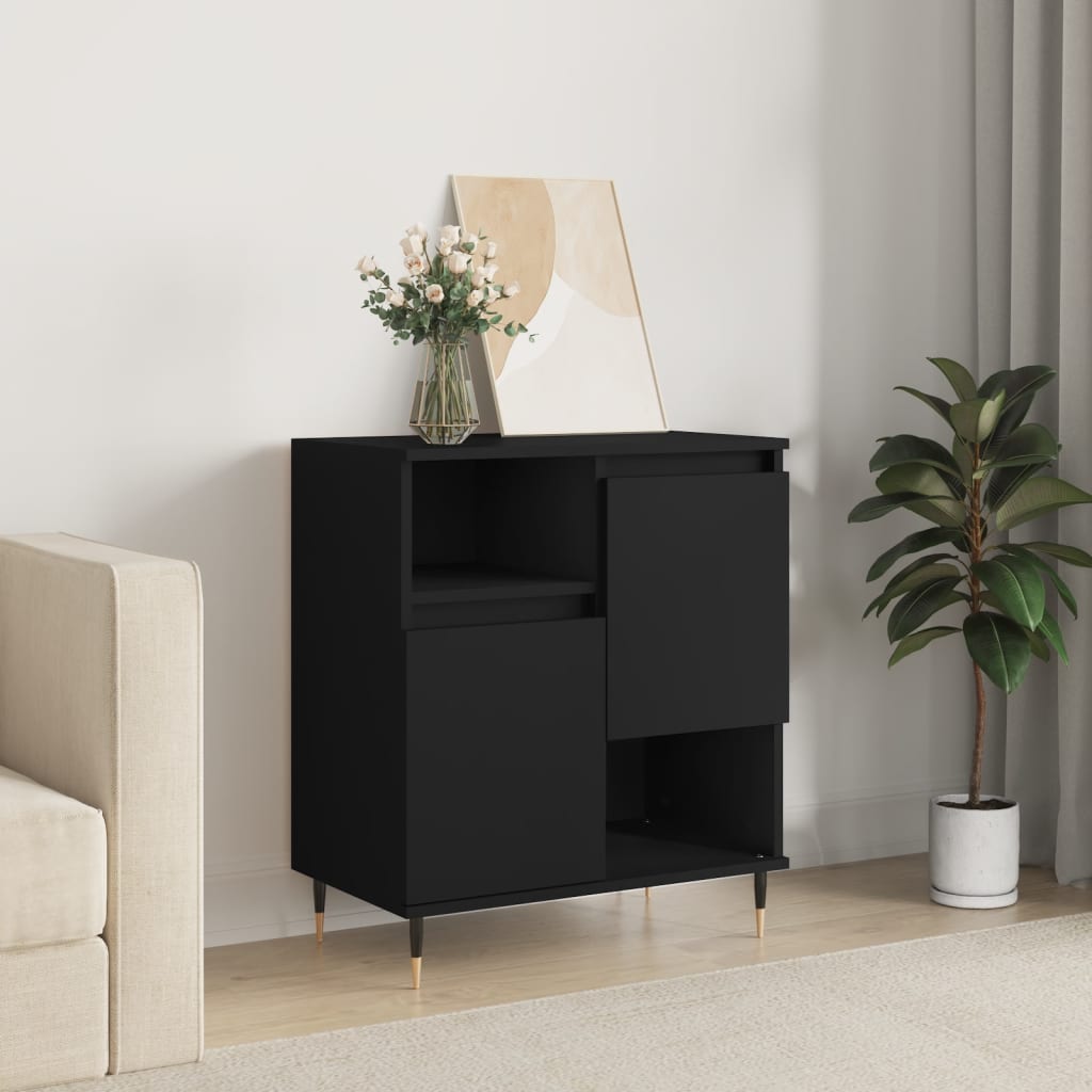 Credenza Nero 60x35x70 cm in Legno Multistrato - homemem39