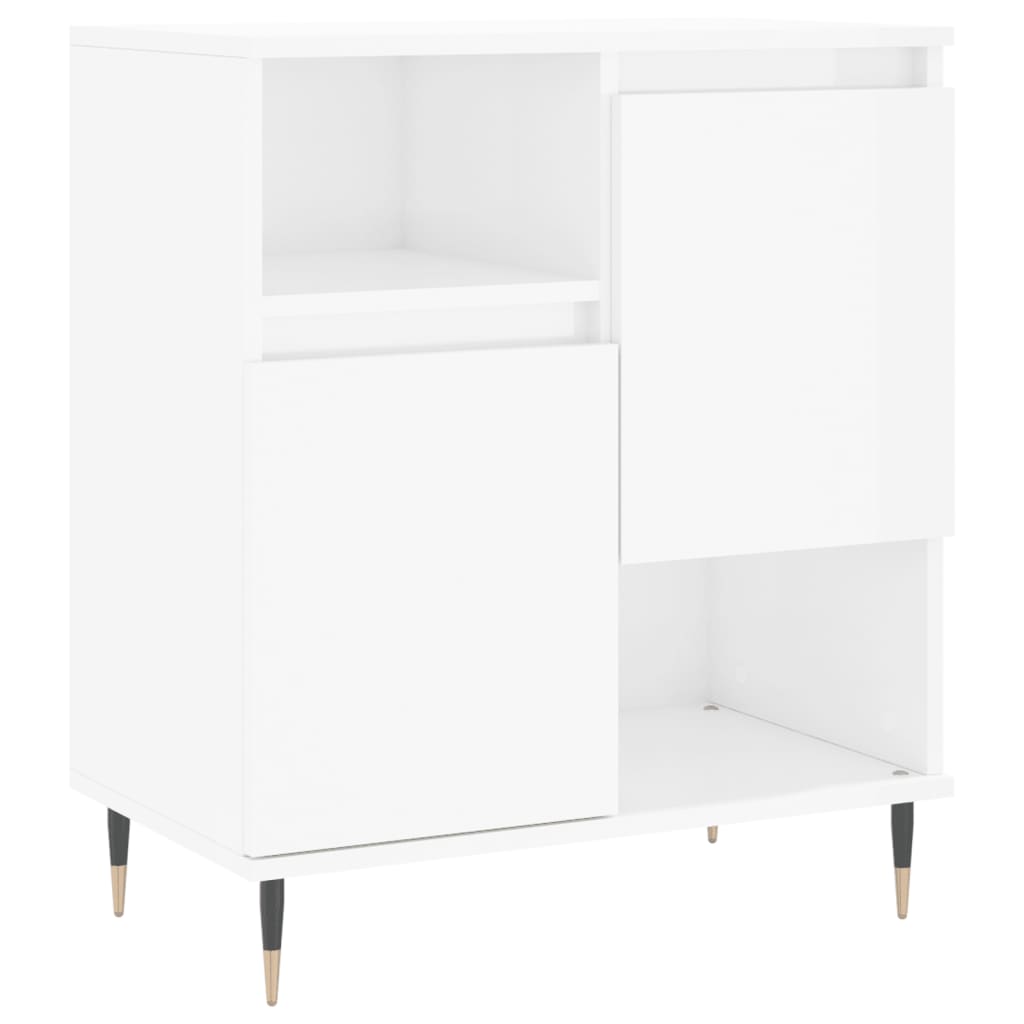 Credenza Bianco Lucido 60x35x70 cm in Legno Multistrato - homemem39