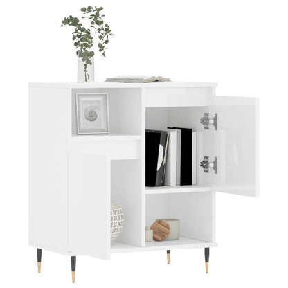 Credenza Bianco Lucido 60x35x70 cm in Legno Multistrato - homemem39