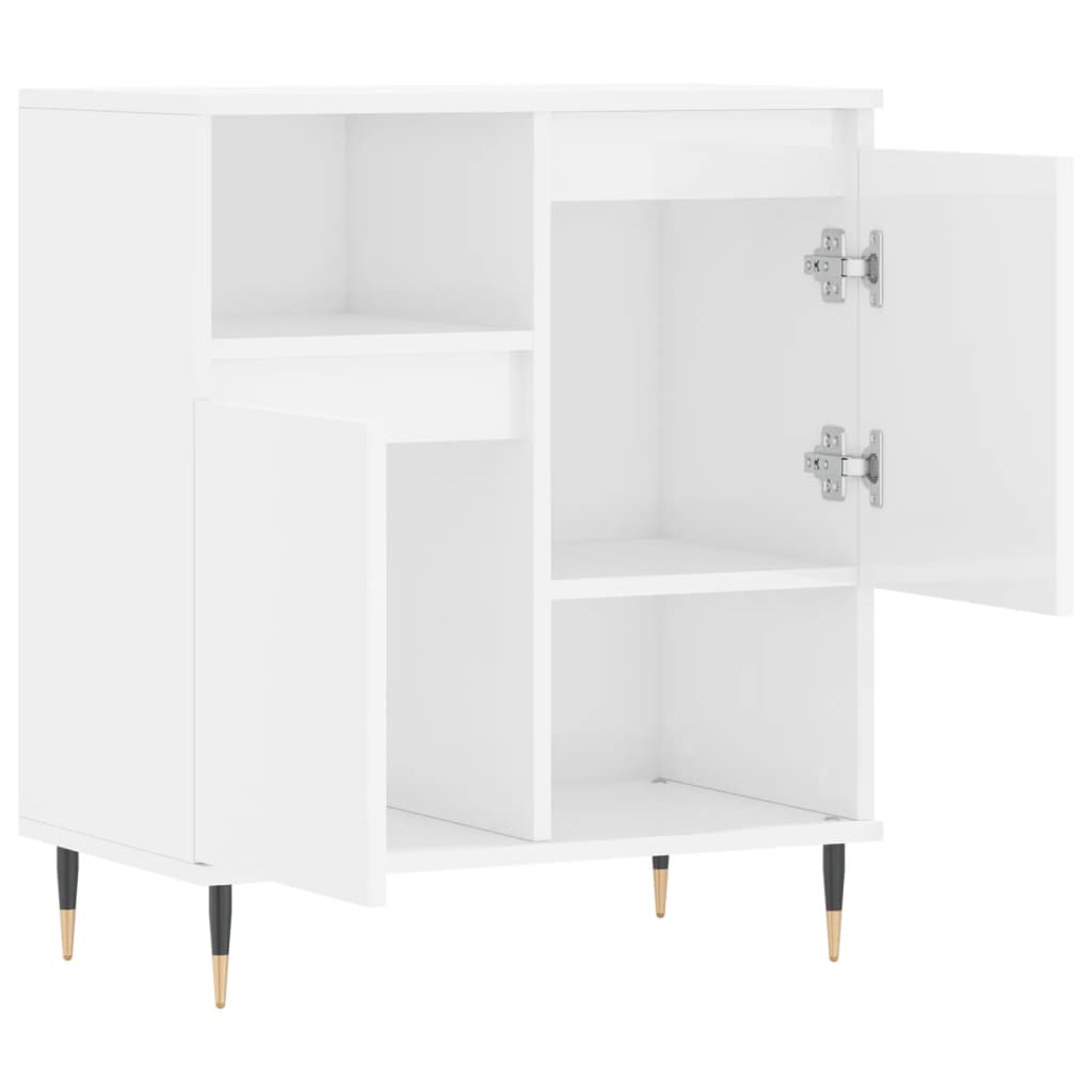 Credenza Bianco Lucido 60x35x70 cm in Legno Multistrato - homemem39