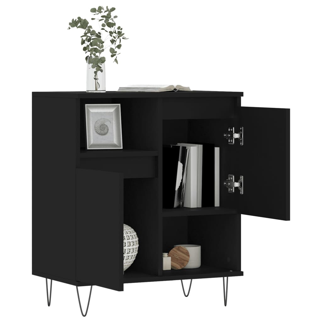 Credenza Nero 60x35x70 cm in Legno Multistrato - homemem39