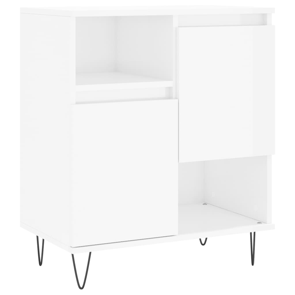 Credenza Bianco Lucido 60x35x70 cm in Legno Multistrato - homemem39