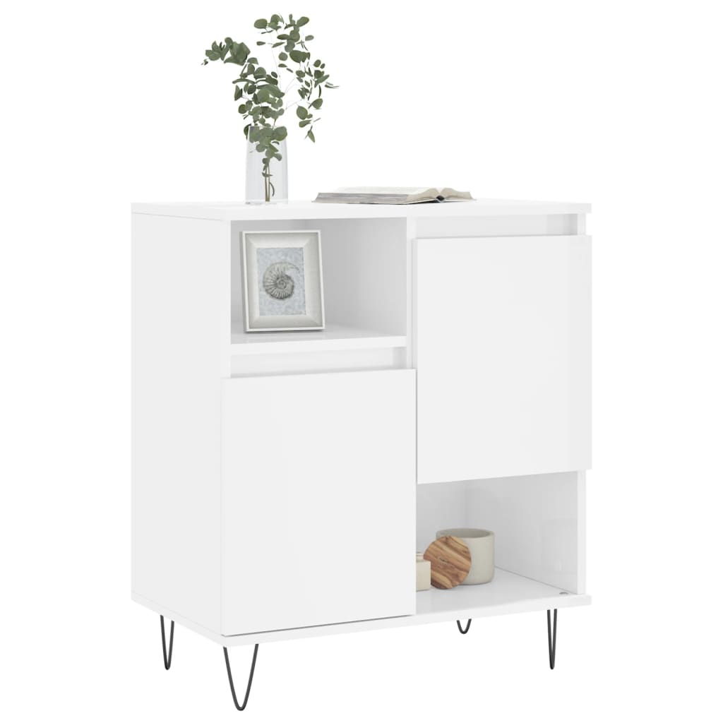 Credenza Bianco Lucido 60x35x70 cm in Legno Multistrato - homemem39