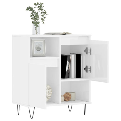 Credenza Bianco Lucido 60x35x70 cm in Legno Multistrato - homemem39