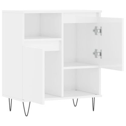 Credenza Bianco Lucido 60x35x70 cm in Legno Multistrato - homemem39