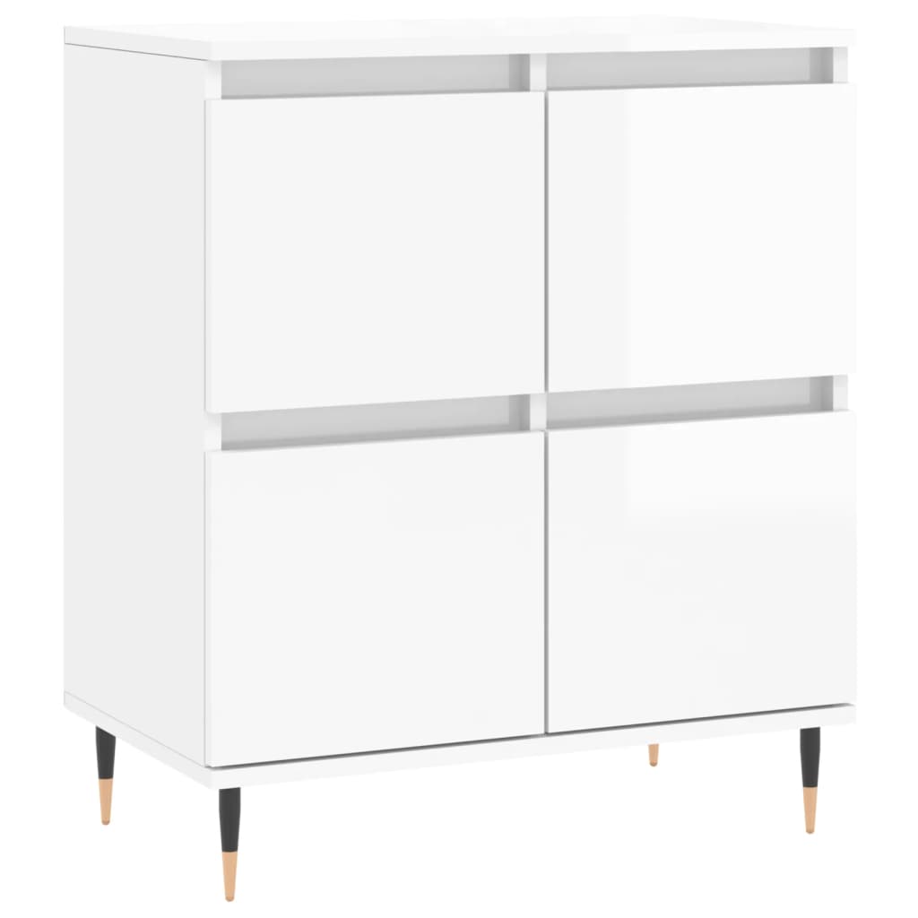 Credenza Bianco Lucido 60x35x70 cm in Legno Multistrato - homemem39