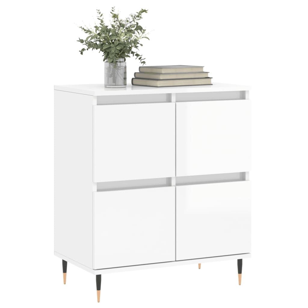 Credenza Bianco Lucido 60x35x70 cm in Legno Multistrato - homemem39