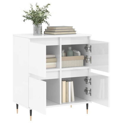 Credenza Bianco Lucido 60x35x70 cm in Legno Multistrato - homemem39