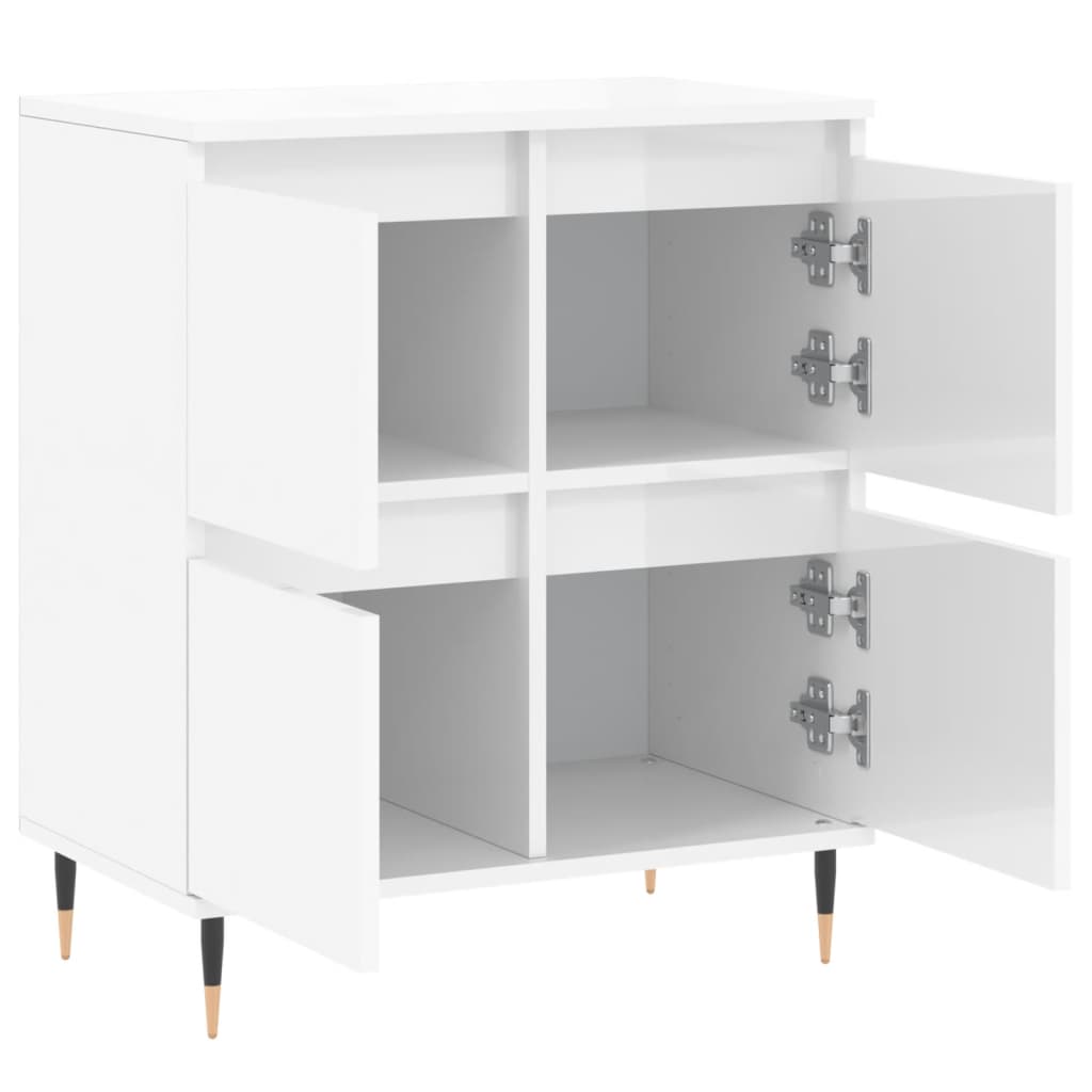 Credenza Bianco Lucido 60x35x70 cm in Legno Multistrato - homemem39