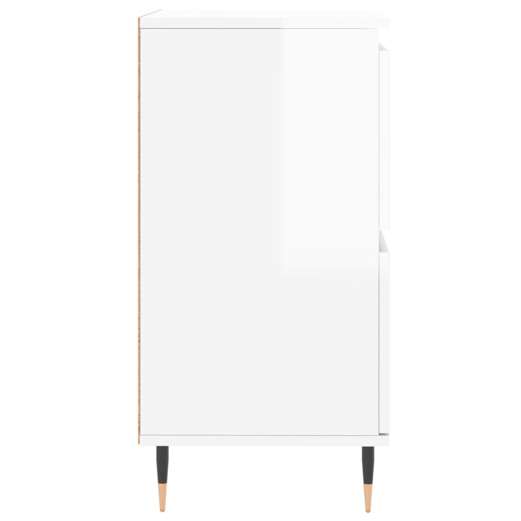 Credenza Bianco Lucido 60x35x70 cm in Legno Multistrato - homemem39