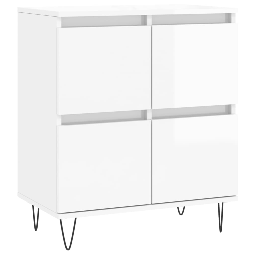 Credenza Bianco Lucido 60x35x70 cm in Legno Multistrato - homemem39