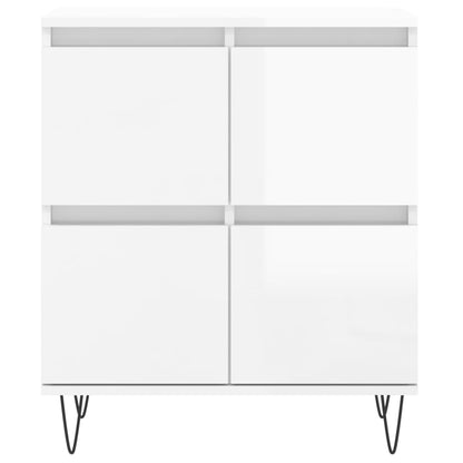 Credenza Bianco Lucido 60x35x70 cm in Legno Multistrato - homemem39