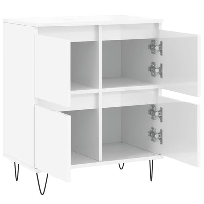 Credenza Bianco Lucido 60x35x70 cm in Legno Multistrato - homemem39