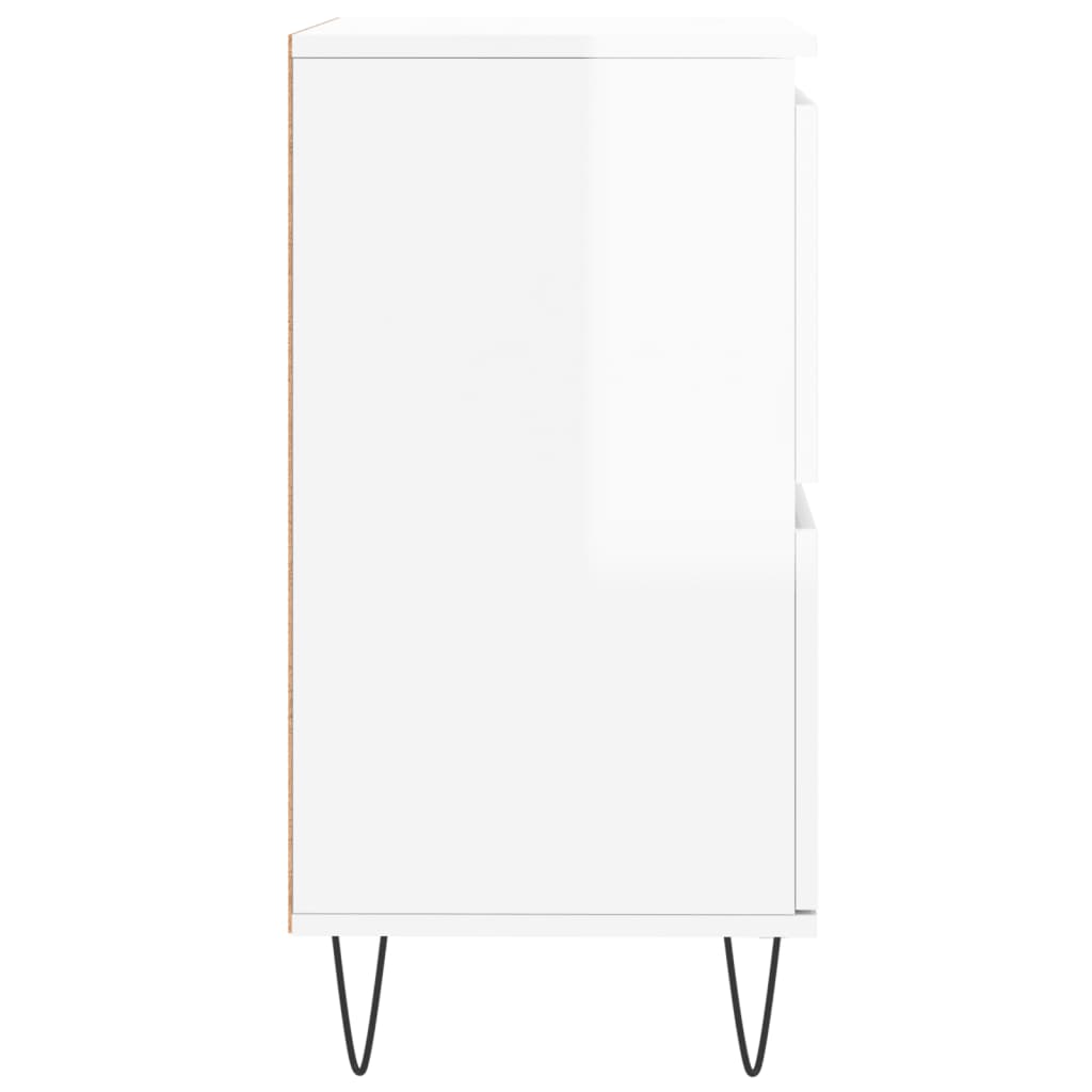 Credenza Bianco Lucido 60x35x70 cm in Legno Multistrato - homemem39