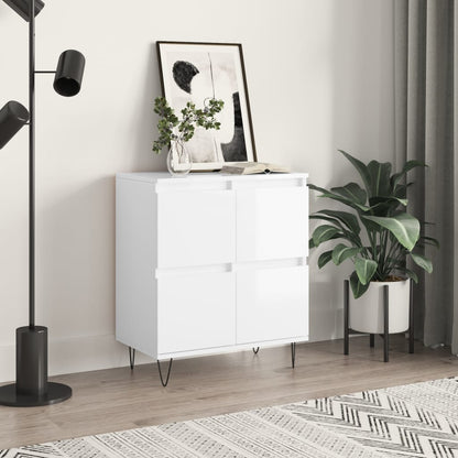 Credenza Bianco Lucido 60x35x70 cm in Legno Multistrato - homemem39