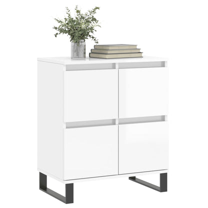 Credenza Bianco Lucido 60x35x70 cm in Legno Multistrato - homemem39