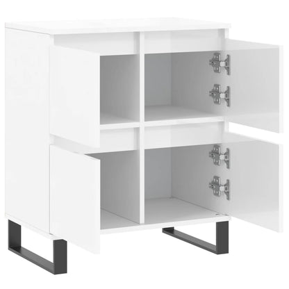 Credenza Bianco Lucido 60x35x70 cm in Legno Multistrato - homemem39