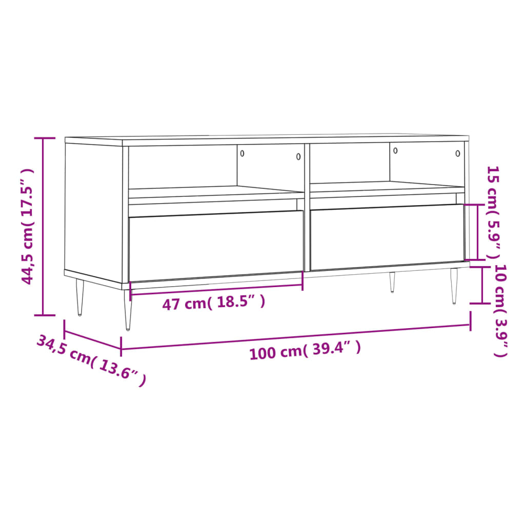 Mobile Porta TV Grigio Sonoma 100x34,5x44,5cm Legno Multistrato - homemem39