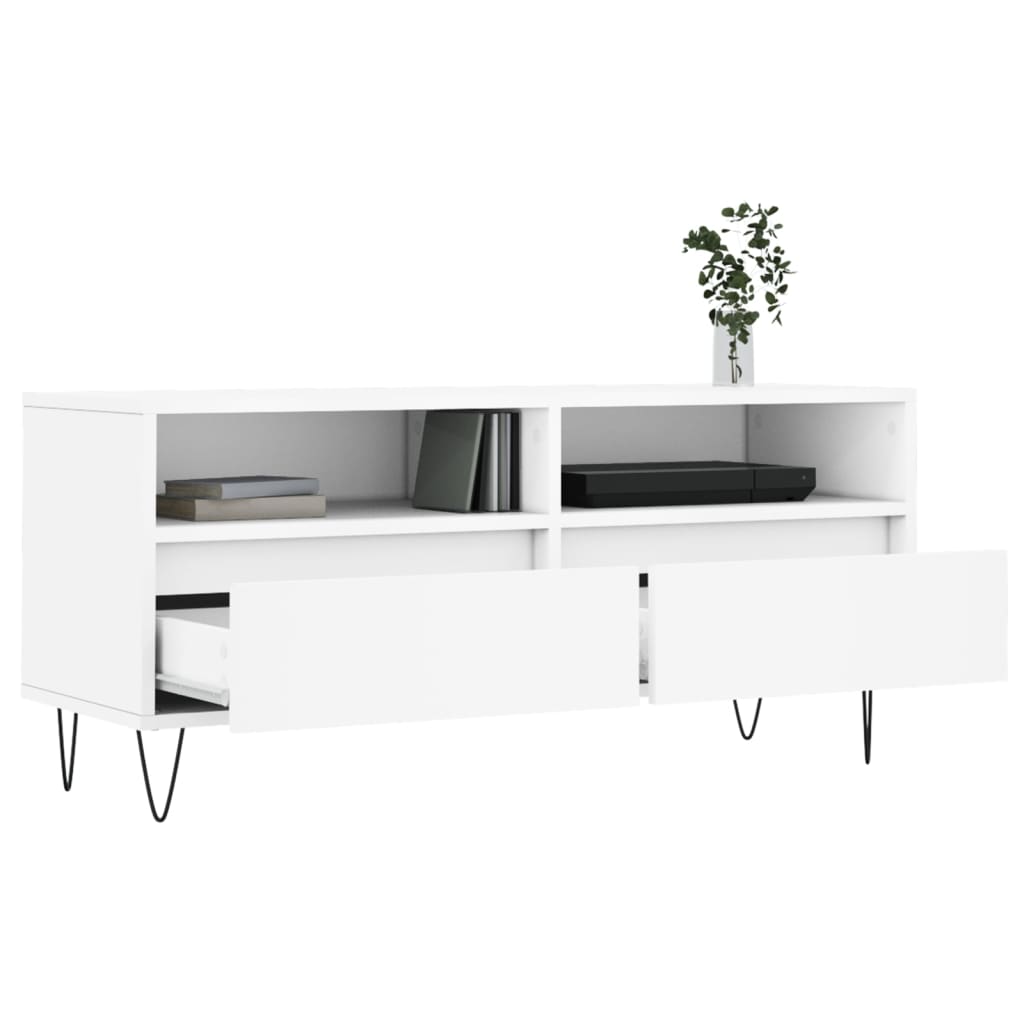 Mobile Porta TV Bianco 100x34,5x44,5 cm in Legno Multistrato - homemem39