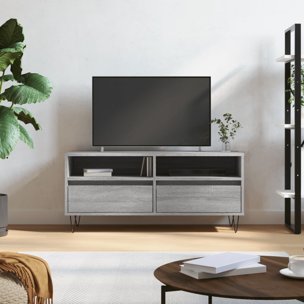 Mobile Porta TV Grigio Sonoma 100x34,5x44,5cm Legno Multistrato - homemem39