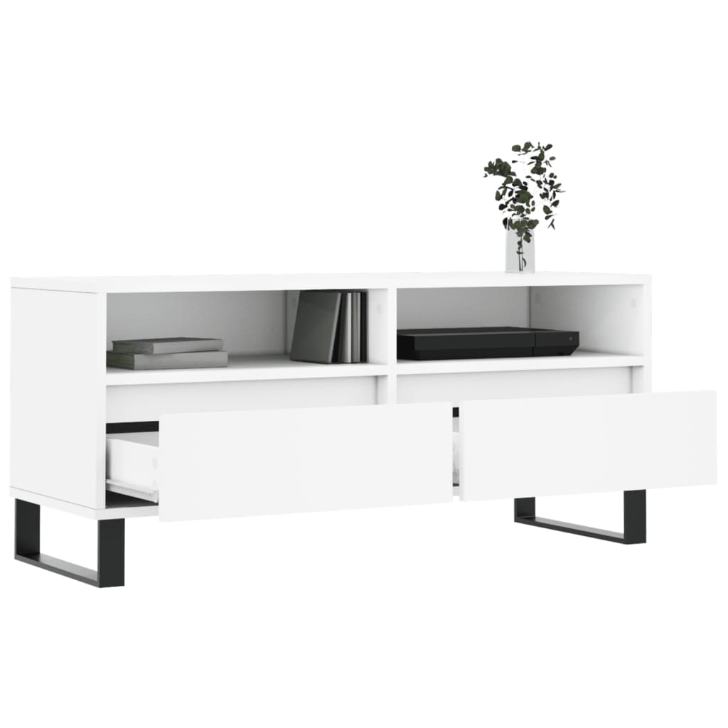 Mobile Porta TV Bianco 100x34,5x44,5 cm in Legno Multistrato - homemem39