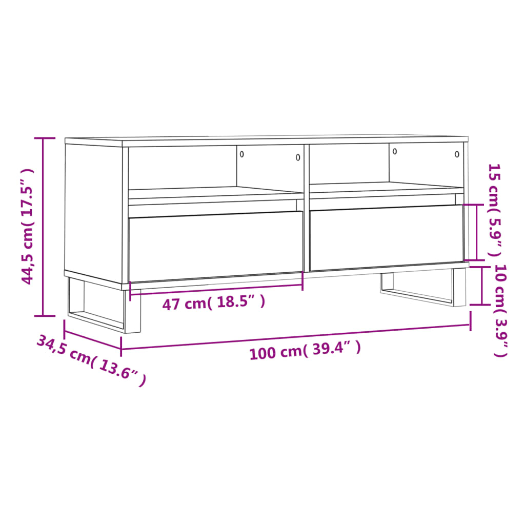 Mobile Porta TV Bianco 100x34,5x44,5 cm in Legno Multistrato - homemem39