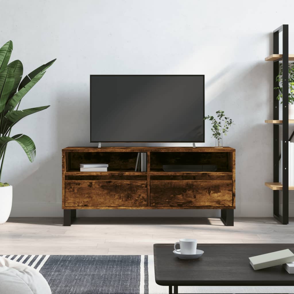 Mobile TV Rovere Fumo 100x34,5x44,5 cm in Legno Multistrato - homemem39