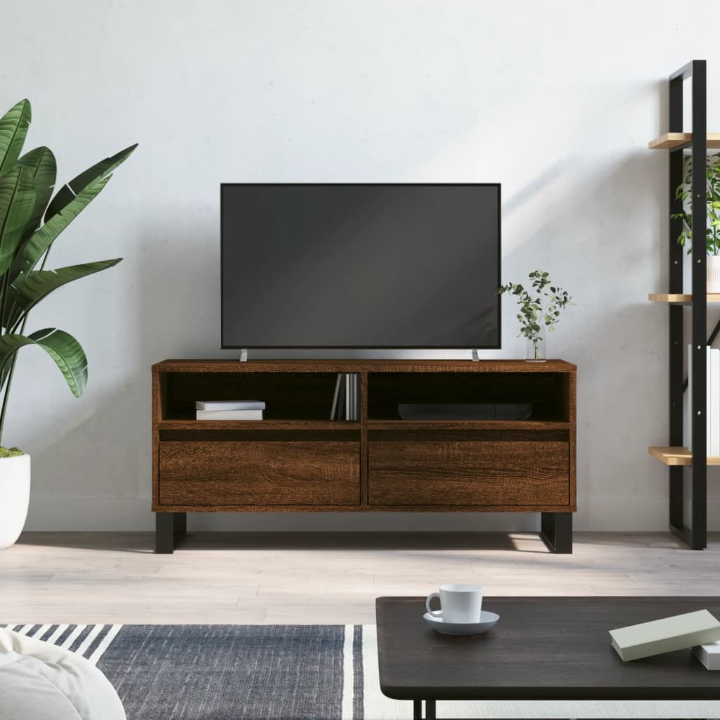 Mobile TV Rovere Marrone 100x34,5x44,5 cm in Legno Multistrato - homemem39