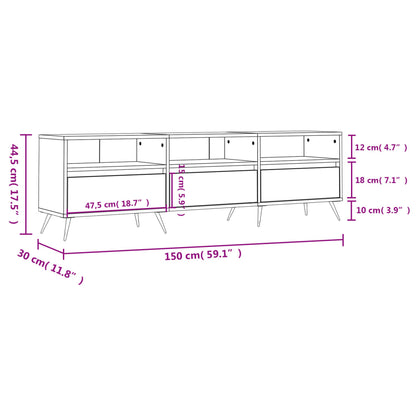 Mobile Porta TV Nero 150x30x44,5 cm in Legno Multistrato - homemem39