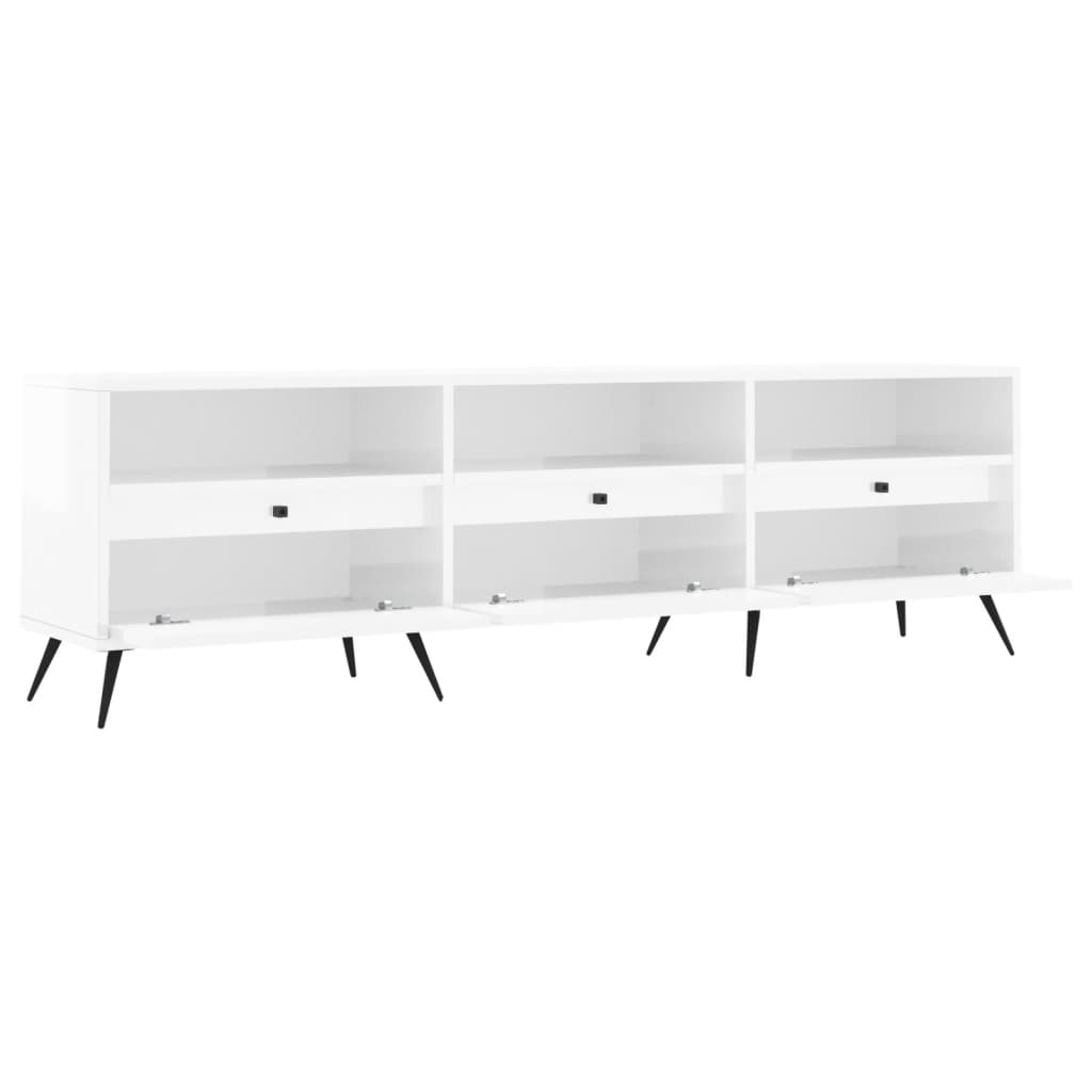 Mobile Porta TV Bianco Lucido 150x30x44,5 cm Legno Multistrato - homemem39